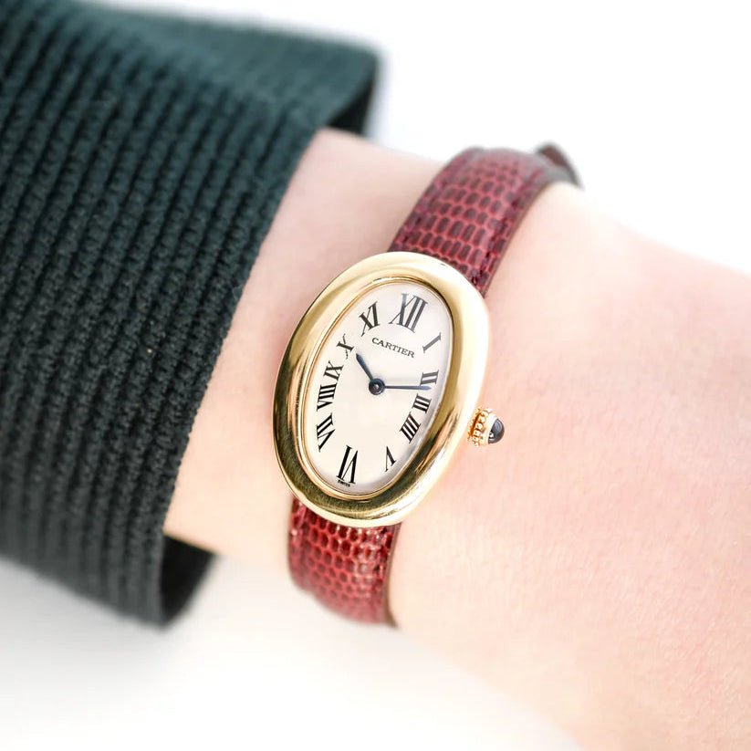 Montre CARTIER "Baignoire" en or jaune et cuir - Castafiore