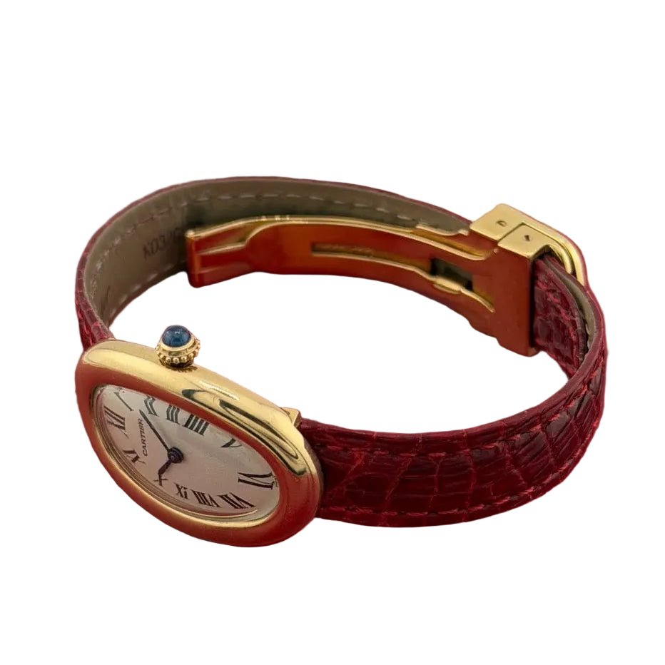 Montre CARTIER "Baignoire" en or jaune et cuir - Castafiore