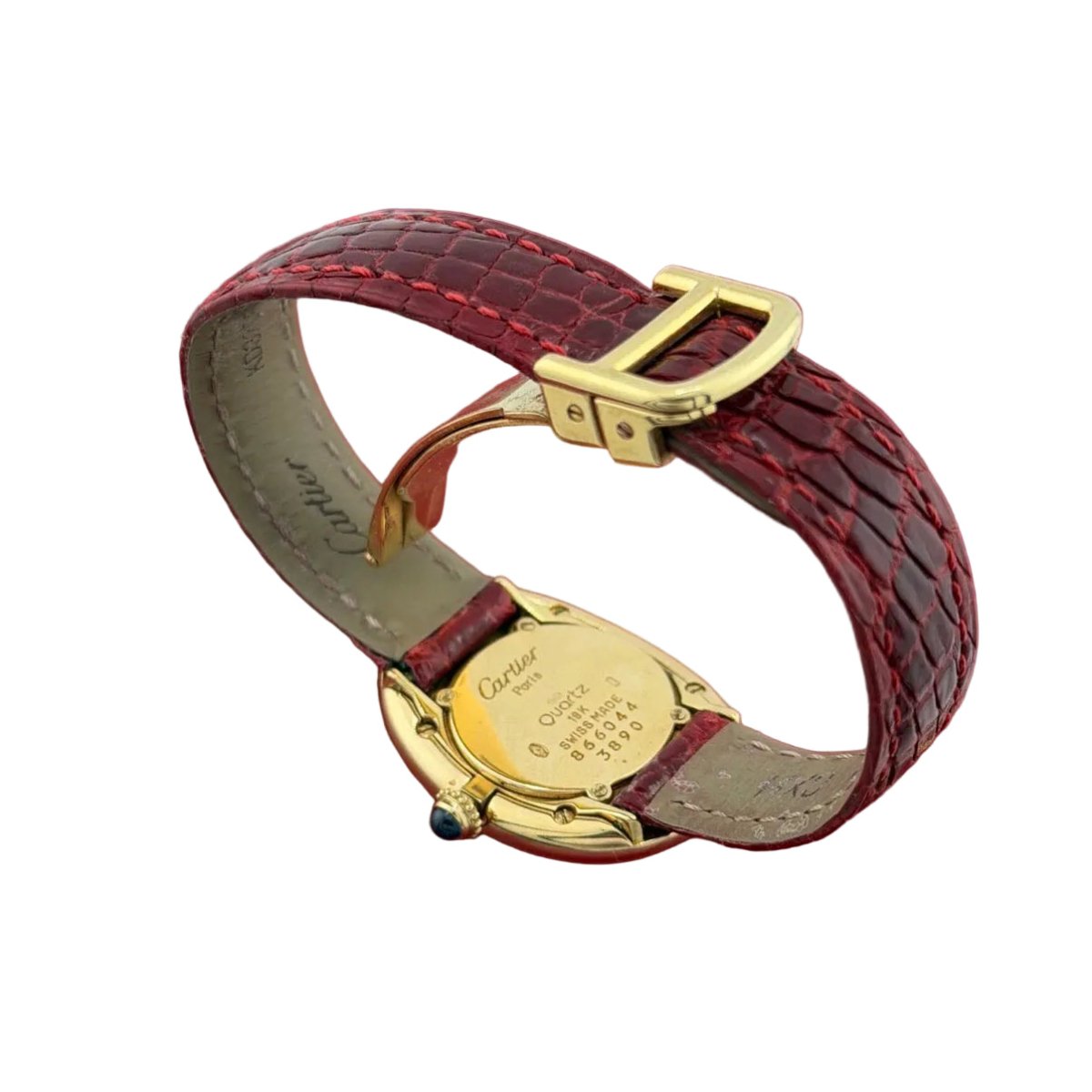 Montre CARTIER "Baignoire" en or jaune et cuir - Castafiore