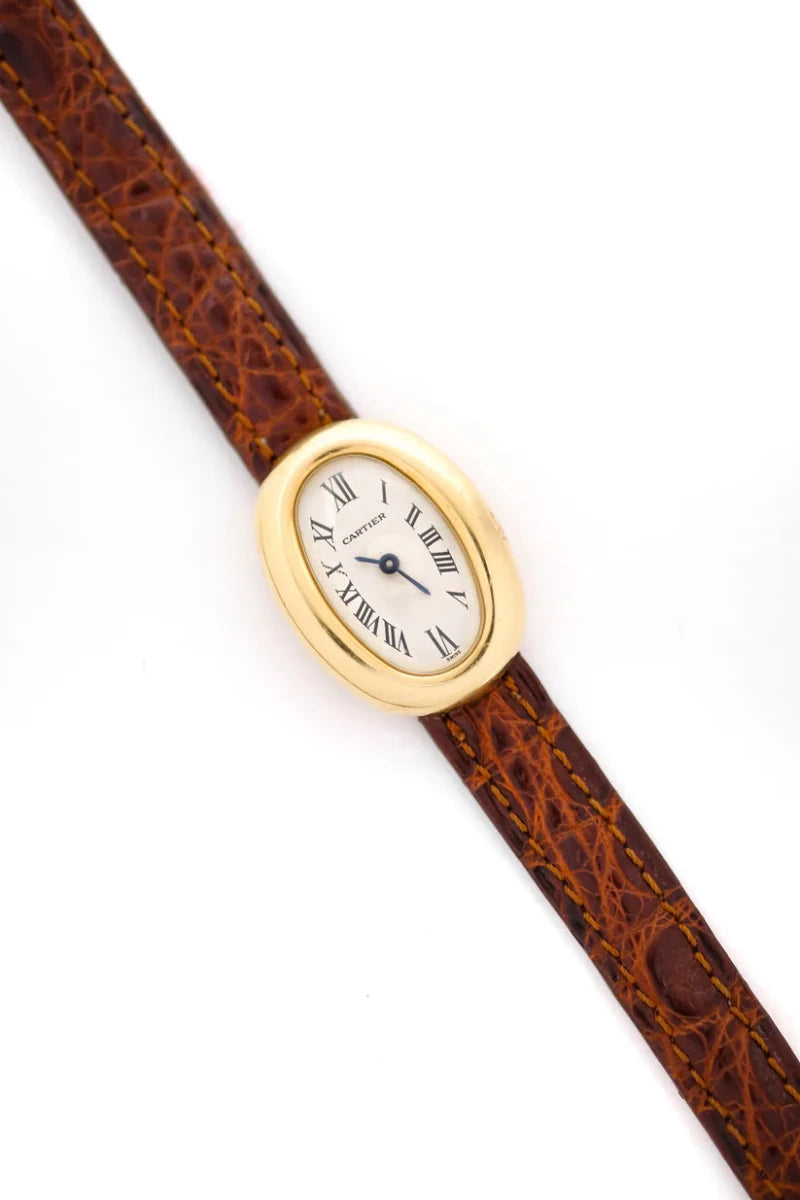 Montre CARTIER "Baignoire" en or jaune et cuir - Castafiore