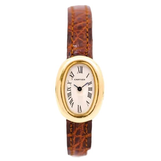 Montre CARTIER "Baignoire" en or jaune et cuir - Castafiore