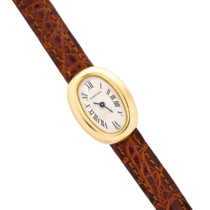 Montre CARTIER "Baignoire" en or jaune et cuir - Castafiore