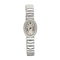 Montre Cartier Baignoire Mini de Dame en or gris 18k et diamants à quartz vers 2000. Ref : 2369. - Castafiore