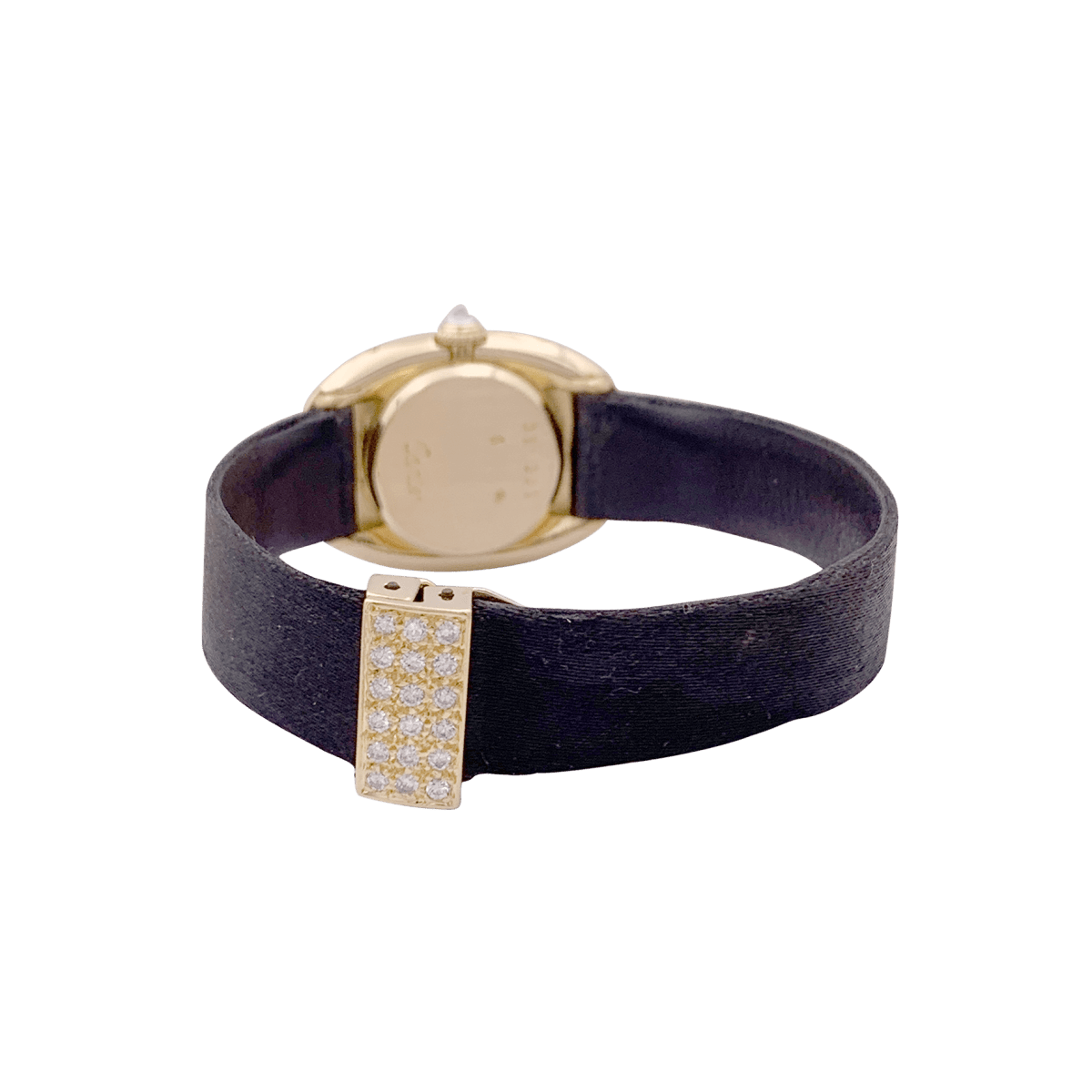 Montre CARTIER "Baignoire", or jaune, argent, cuir et diamants. - Castafiore