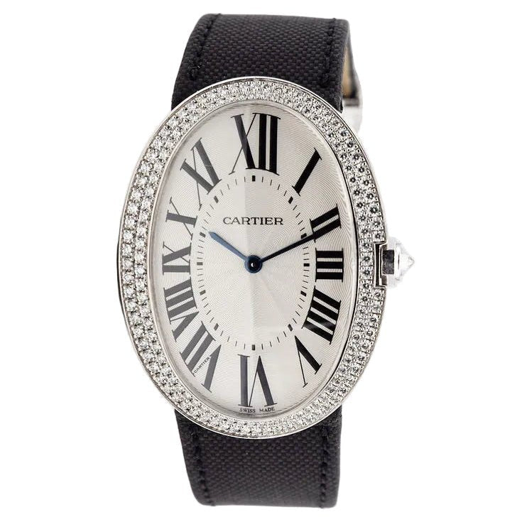 Montre CARTIER "Baignoire" XL en or blanc et diamants - Castafiore
