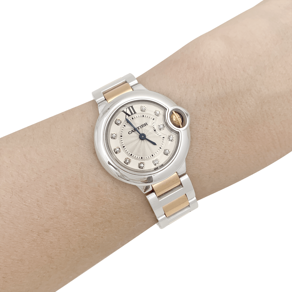 Montre CARTIER "Ballon Bleu" en or rose, acier et diamants - Castafiore