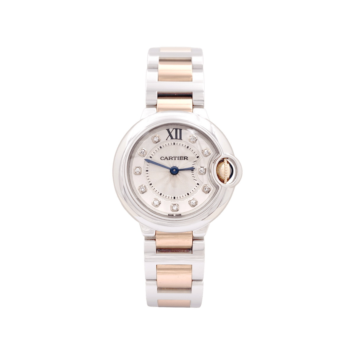 Montre CARTIER "Ballon Bleu" en or rose, acier et diamants - Castafiore