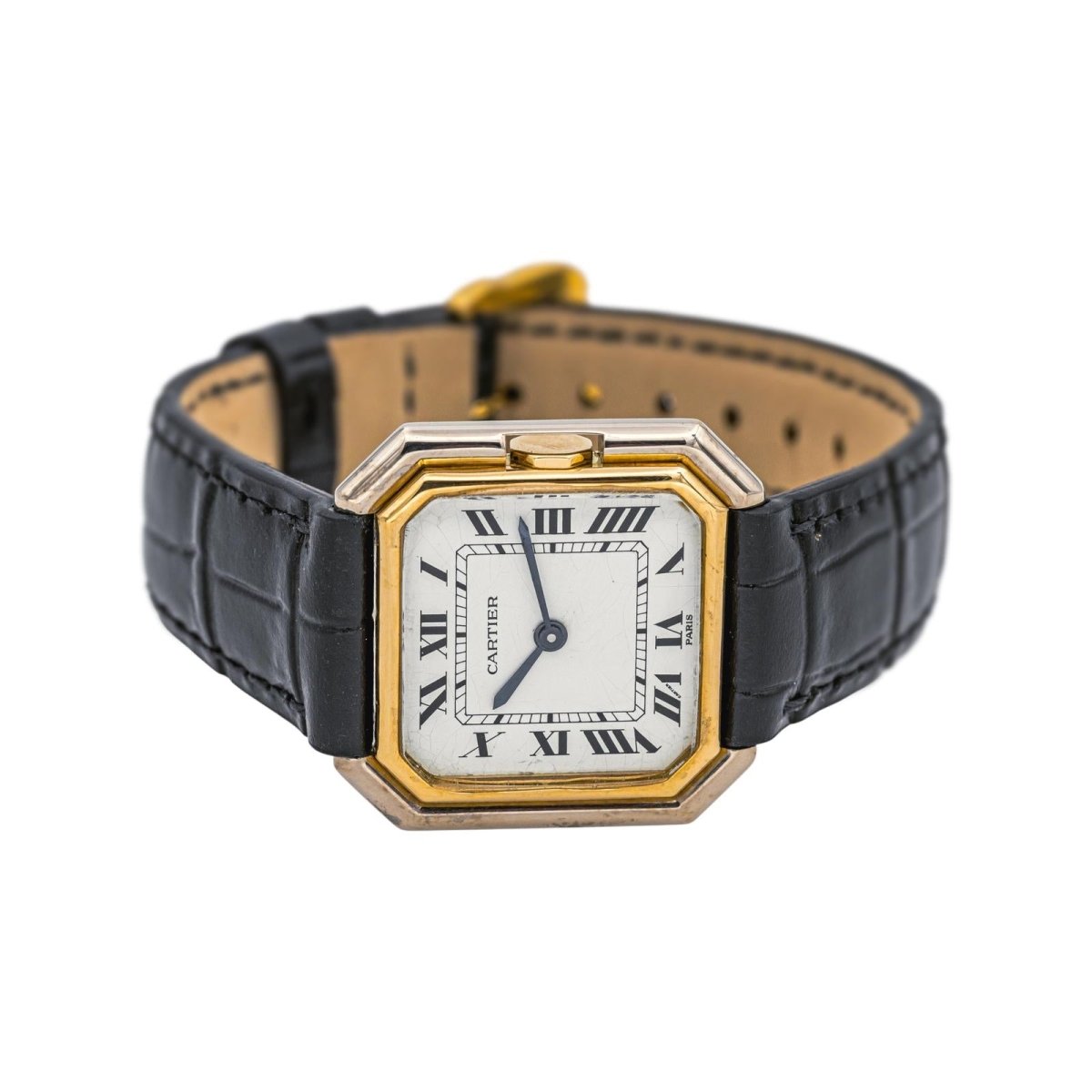 Montre CARTIER "Ceinture" en or jaune et cuir - Castafiore