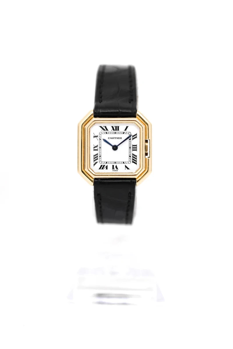 Montre CARTIER "Ceinture" PM en or jaune et cuir - Castafiore