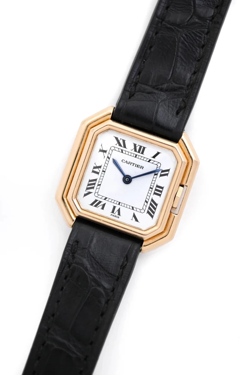 Montre CARTIER "Ceinture" PM en or jaune et cuir - Castafiore
