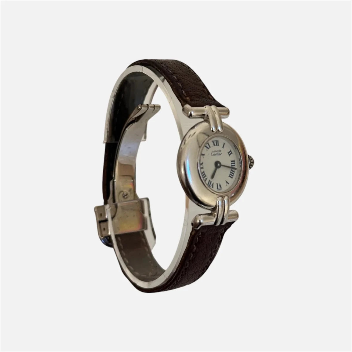 Montre CARTIER "Colisée" en argent et cuir - Castafiore