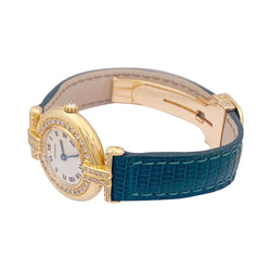 Montre CARTIER "Colisée" en or jaune, cuir et diamants - Castafiore