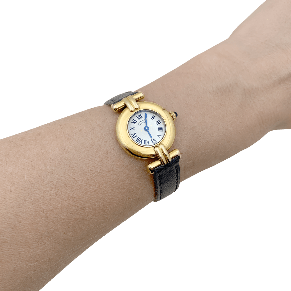 Montre CARTIER "Colisée Must" en argent, cuir et acier - Castafiore