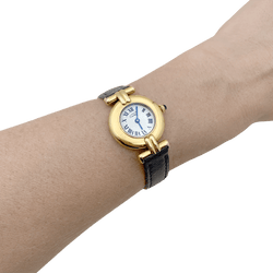 Montre CARTIER "Colisée Must" en argent, cuir et acier - Castafiore