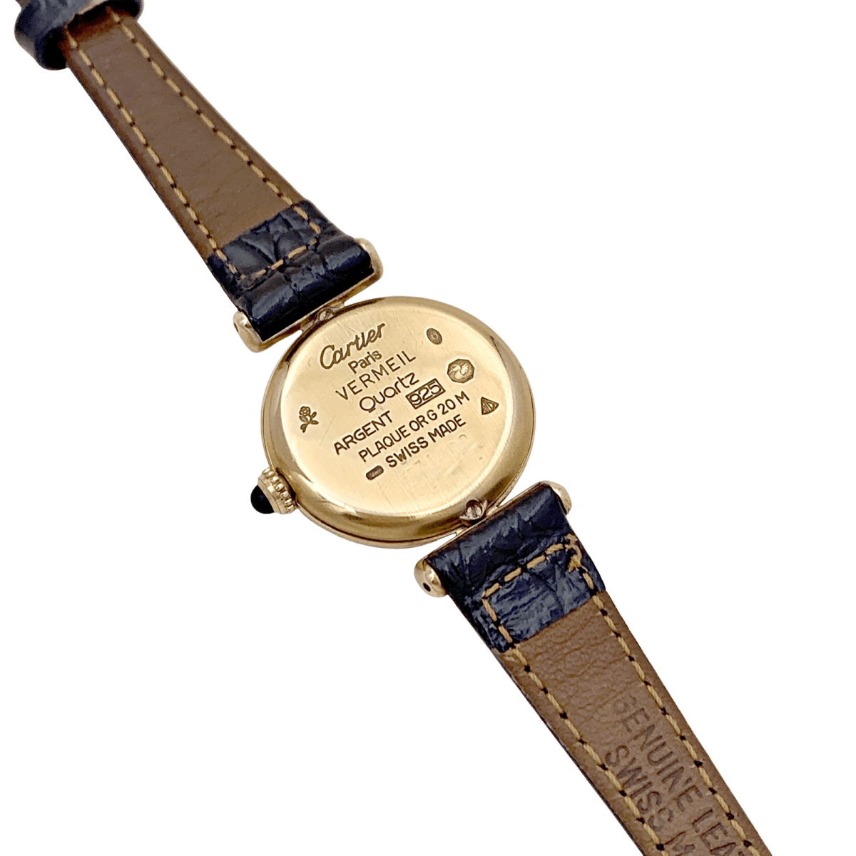 Montre CARTIER "Colisée Must" en argent, cuir et vermeil - Castafiore