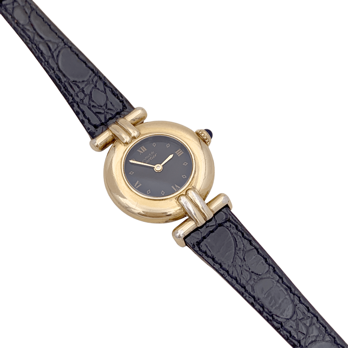 Montre CARTIER "Colisée Must" en argent, cuir et vermeil - Castafiore