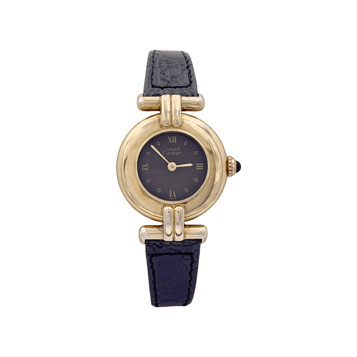 Montre CARTIER "Colisée Must" en argent, cuir et vermeil - Castafiore