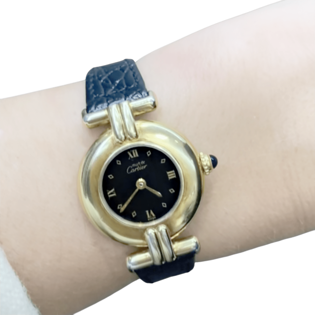 Montre CARTIER "Colisée Must" en argent, cuir et vermeil - Castafiore