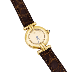 Montre CARTIER "Colisée Must" en argent, vermeil et cuir - Castafiore