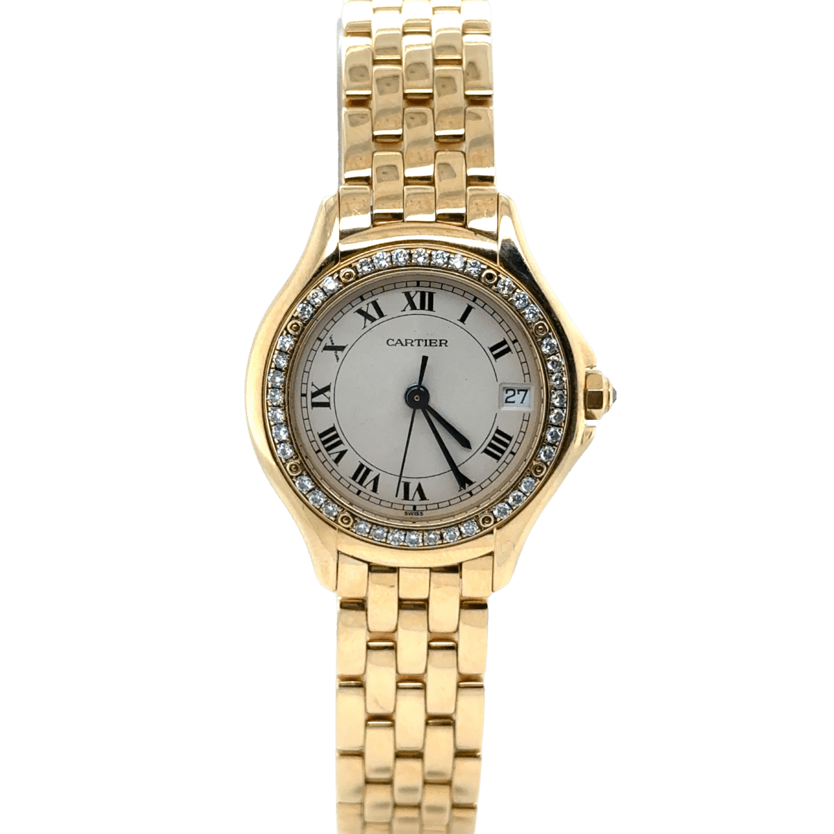 Montre CARTIER "Cougar" en or jaune, acier, quartz et diamants - Castafiore