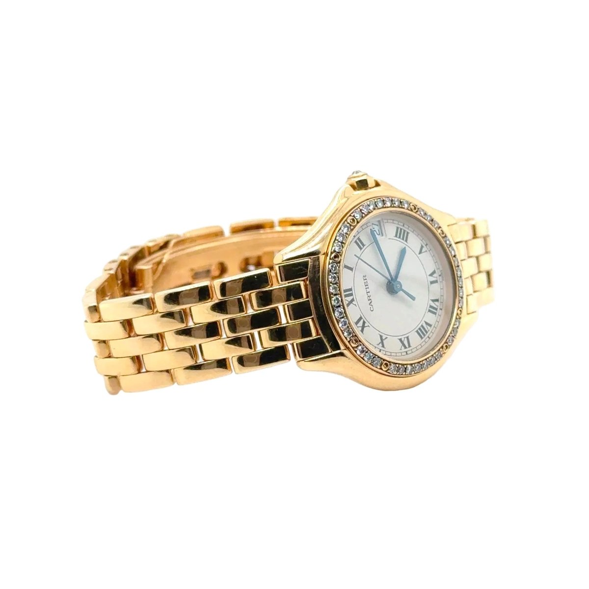 Montre CARTIER "Cougar" en or jaune, acier, saphir et diamants - Castafiore