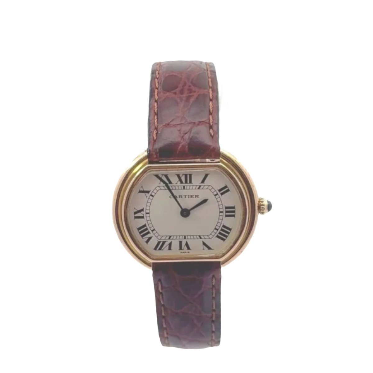 Montre CARTIER "Ellipse" en or jaune et cuir - Castafiore