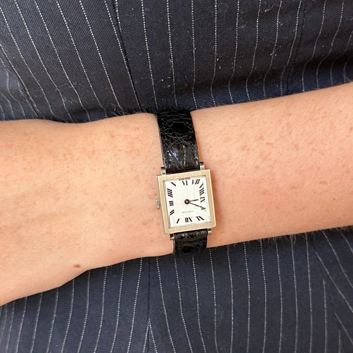 Montre CARTIER en or blanc et cuir - Castafiore