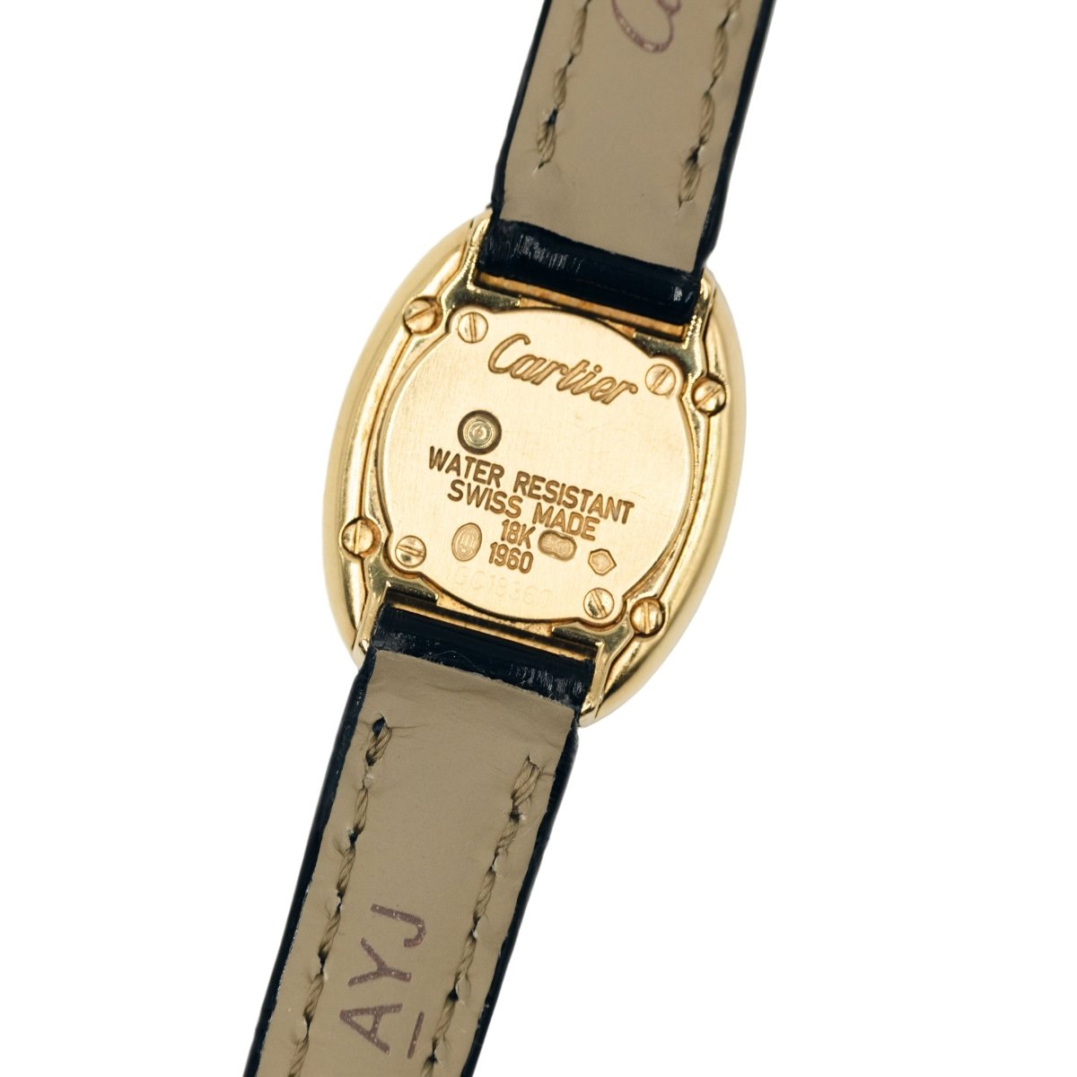 Montre CARTIER "Mini baignoire" en or jaune et cuir crocodile - Castafiore