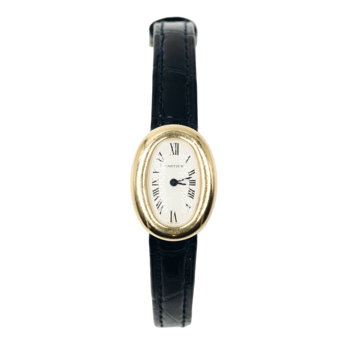 Montre CARTIER "Mini baignoire" en or jaune et cuir crocodile - Castafiore