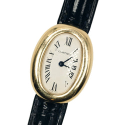 Montre CARTIER "Mini baignoire" en or jaune et cuir crocodile - Castafiore