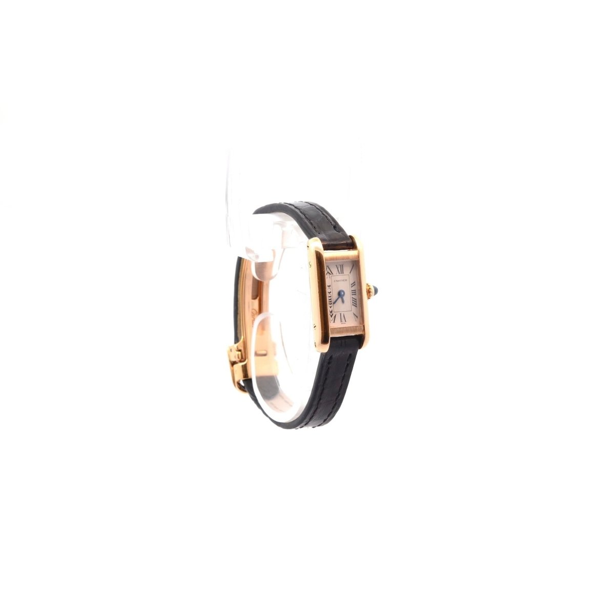 Montre CARTIER Mini Tank en or jaune et cuir - Castafiore