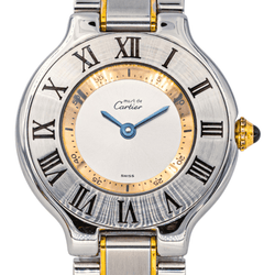 Montre CARTIER "Must de Cartier" en or jaune, acier, argent et quartz - Castafiore
