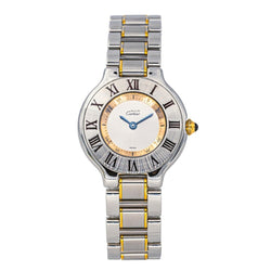 Montre CARTIER "Must de Cartier" en or jaune, acier, argent et quartz - Castafiore