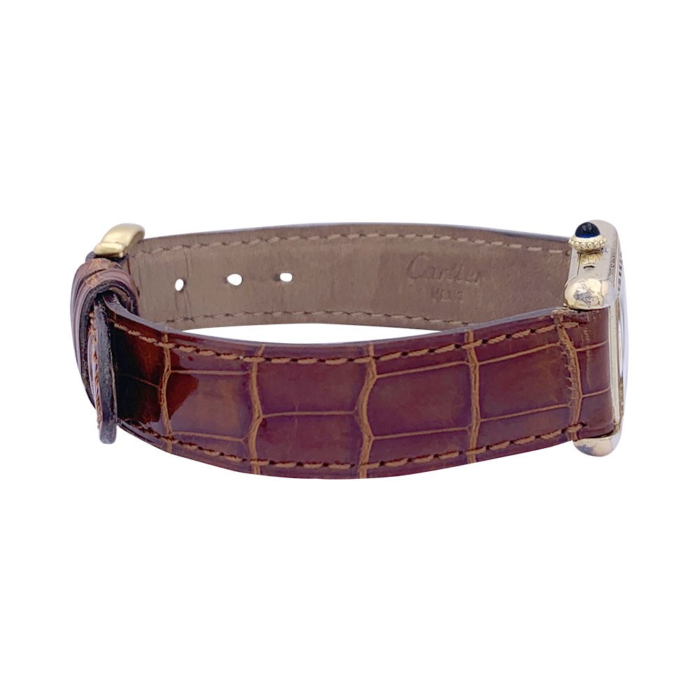 Montre CARTIER "Must de Cartier" plaqué or, argent et cuir - Castafiore