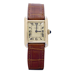 Montre CARTIER "Must de Cartier" plaqué or, argent et cuir - Castafiore