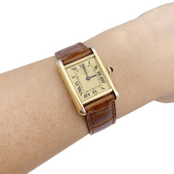 Montre CARTIER "Must de Cartier" plaqué or, argent et cuir - Castafiore