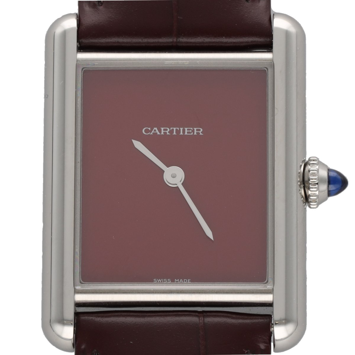 Montre CARTIER "Must Tank" en acier, cuir et quartz - Castafiore