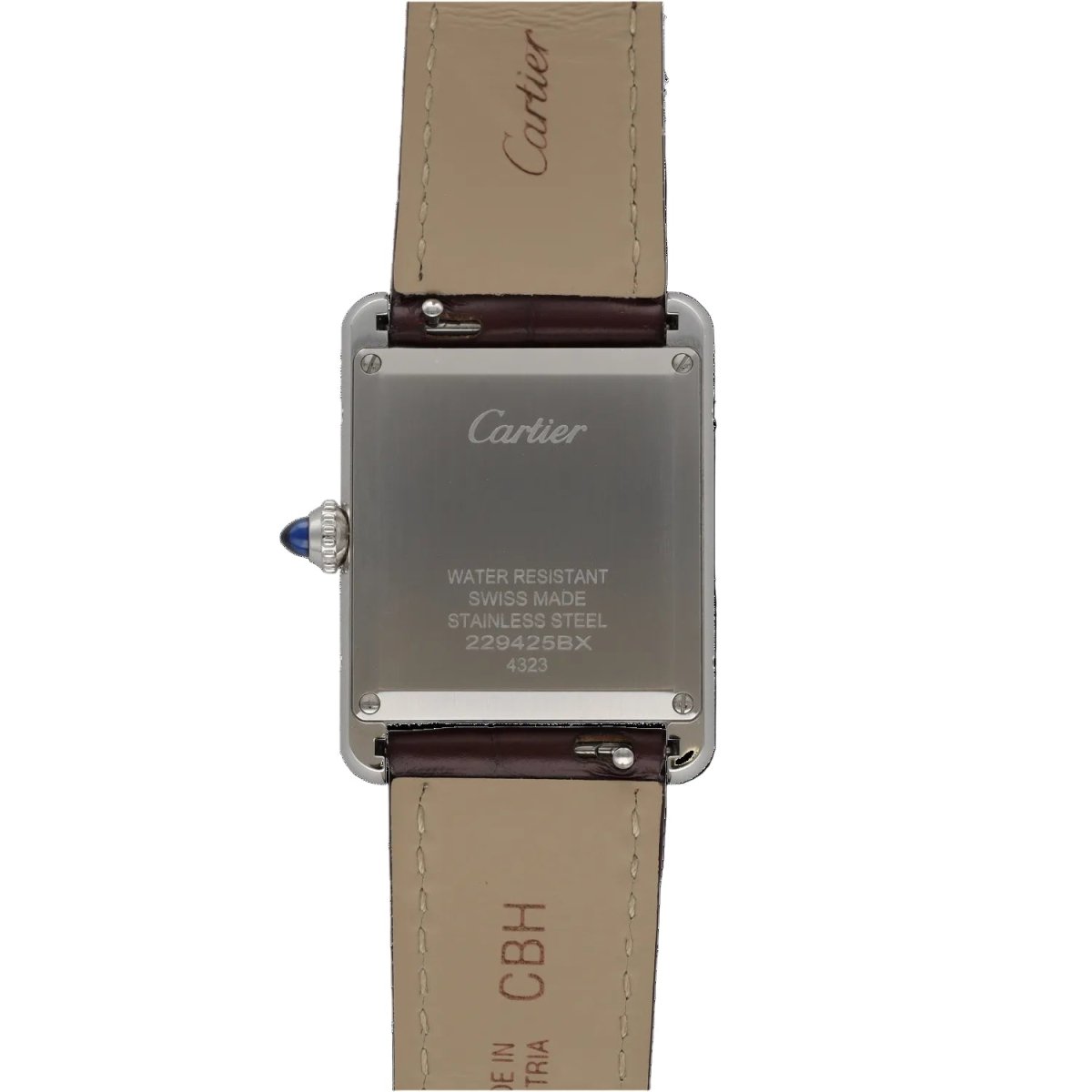 Montre CARTIER "Must Tank" en acier, cuir et quartz - Castafiore