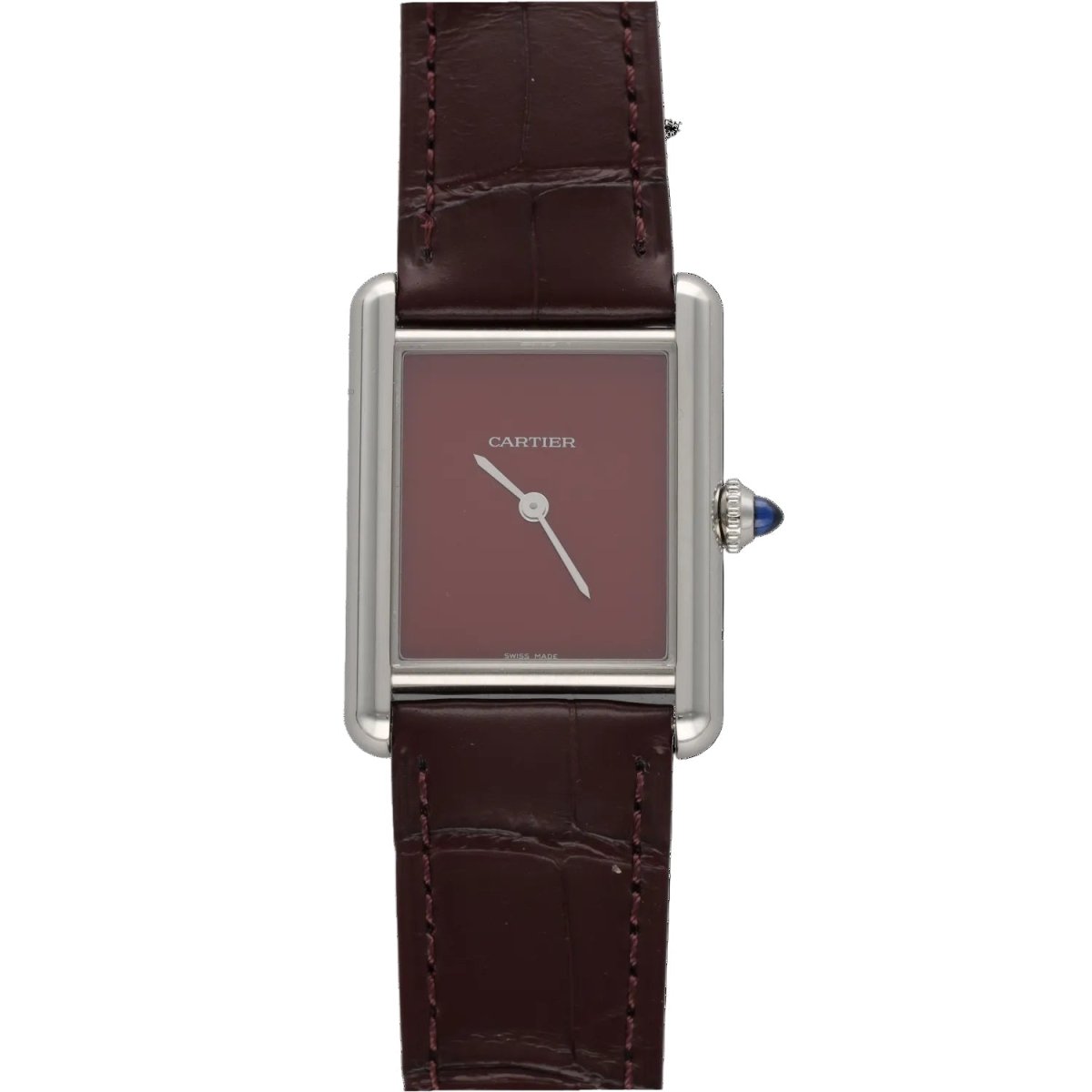 Montre CARTIER "Must Tank" en acier, cuir et quartz - Castafiore