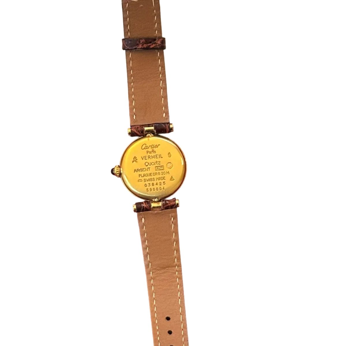 Montre CARTIER "Must Vendôme" en argent, plaqué or et cuir - Castafiore