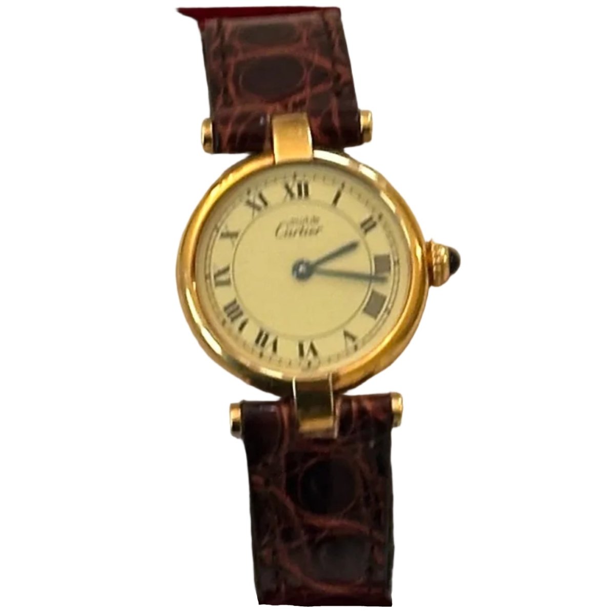 Montre CARTIER "Must Vendôme" en argent, plaqué or et cuir - Castafiore