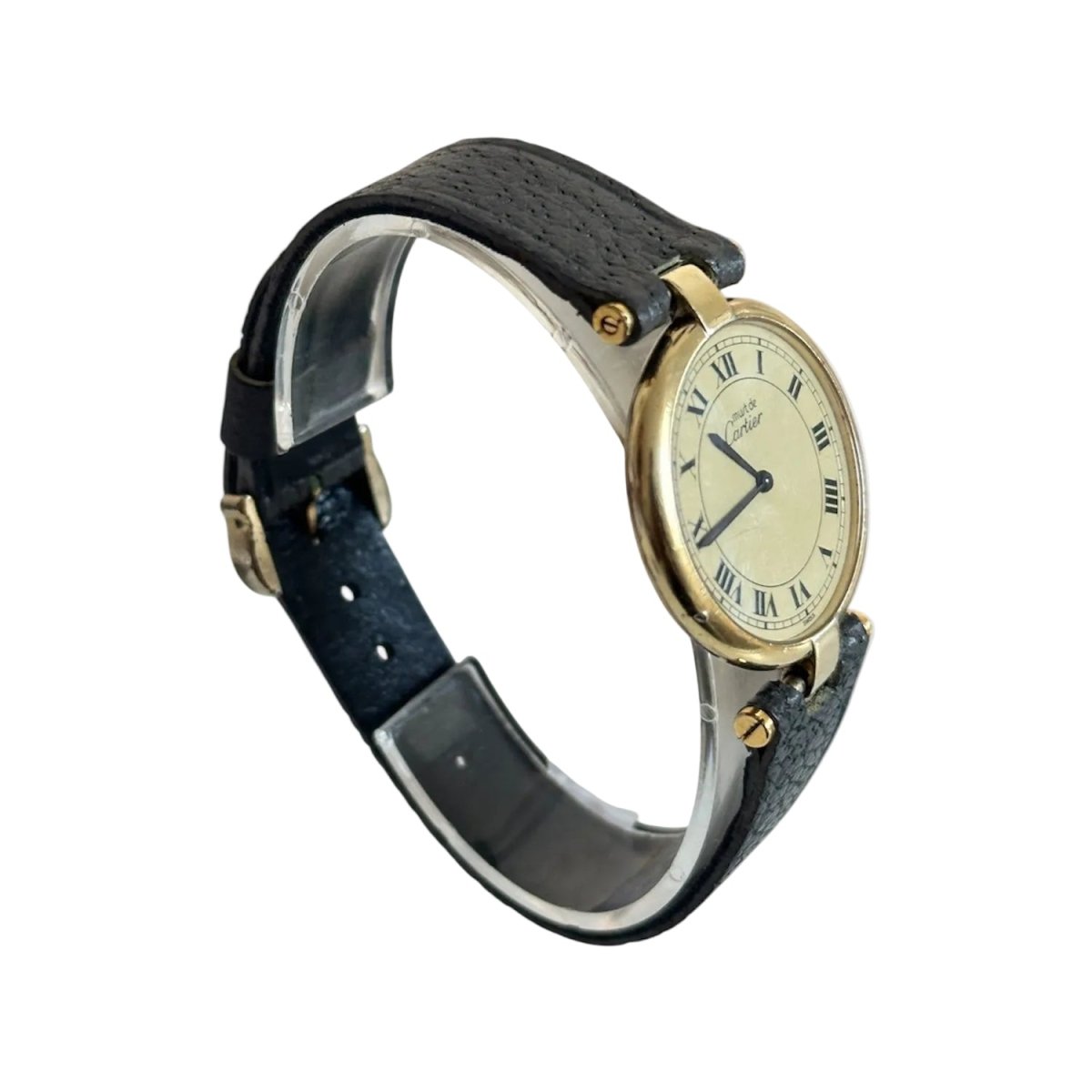 Montre CARTIER "Must Vendôme" plaqué or, acier et cuir - Castafiore