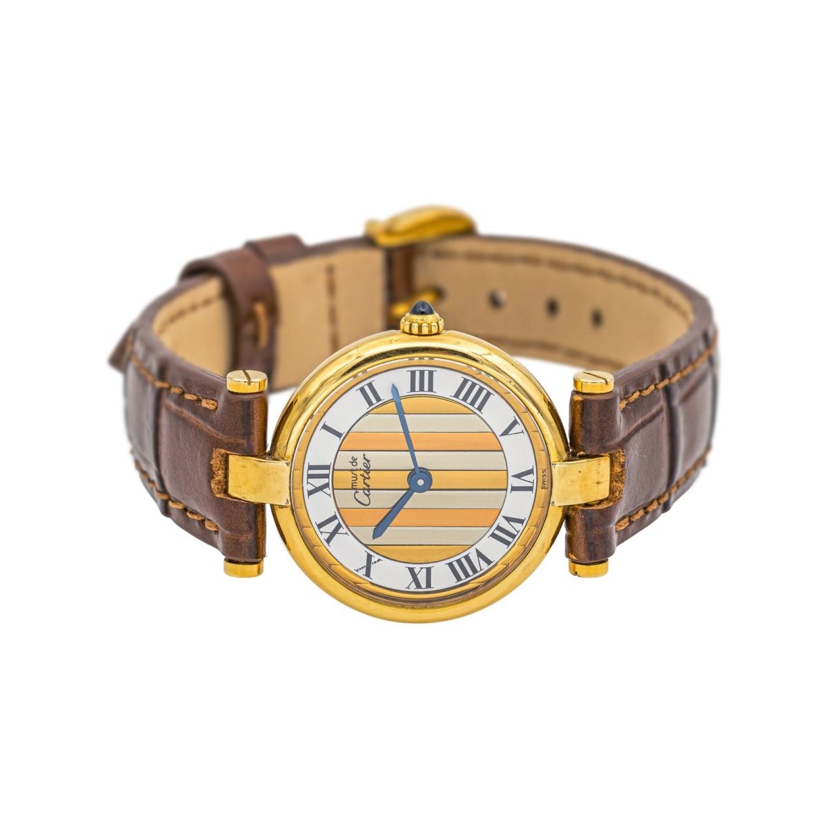 Montre CARTIER "Must Vendôme Trinity" en or blanc, or jaune, or rose, vermeil et cuir - Castafiore