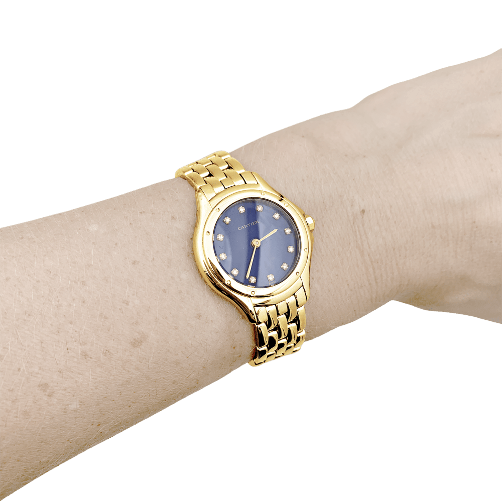 Montre CARTIER "Panthère Cougar" en or jaune, émail et diamants - Castafiore