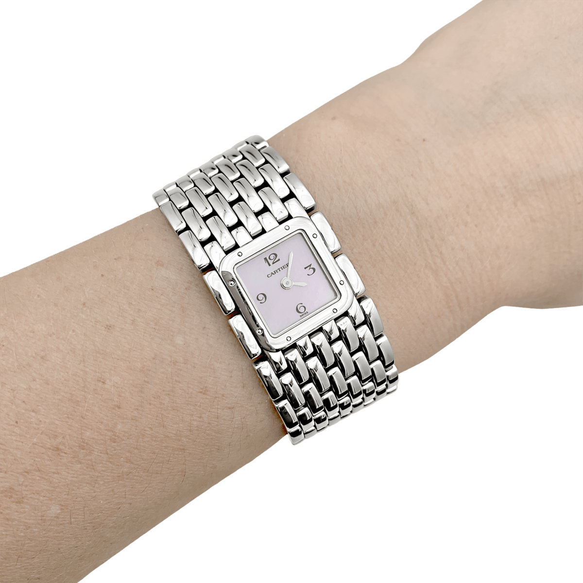 Montre CARTIER "Panthère Ruban" en acier et nacre - Castafiore