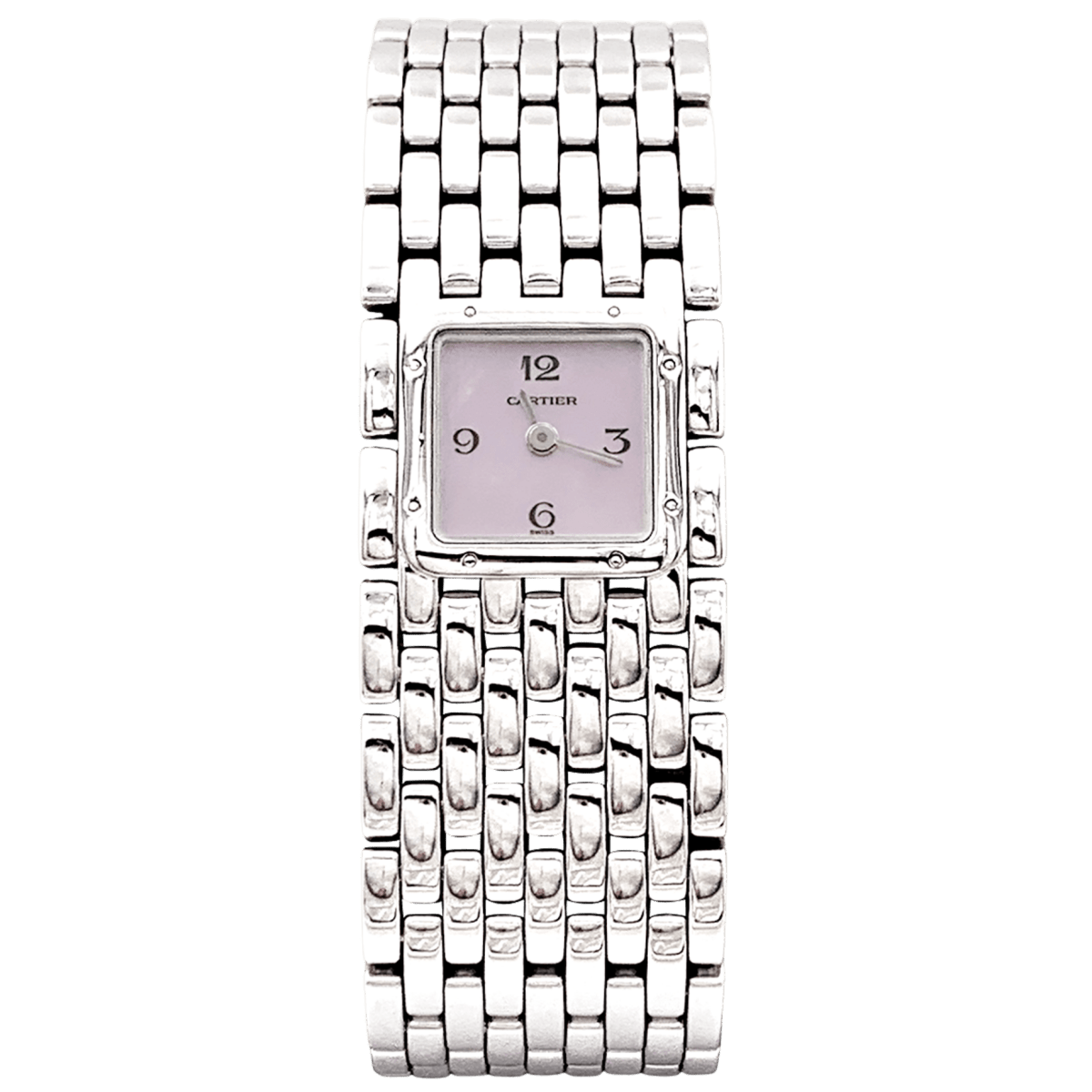 Montre CARTIER "Panthère Ruban" en acier et nacre - Castafiore