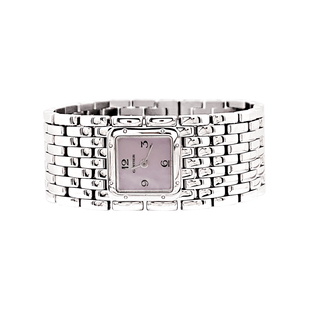 Montre CARTIER "Panthère Ruban" en acier et nacre - Castafiore