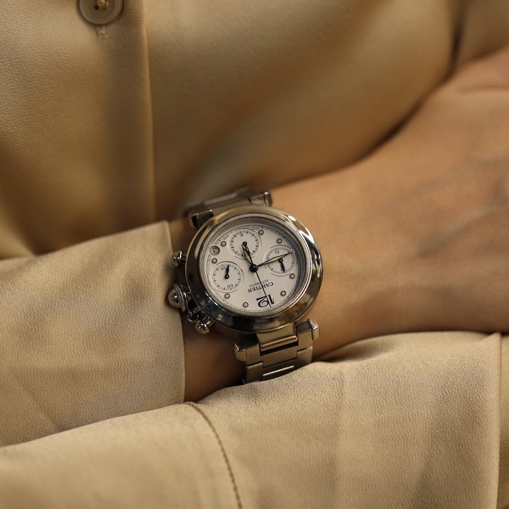 Montre Cartier Pasha Chronographe (ref: 2412) en acier automatique 36 mm ver 2010. - Castafiore