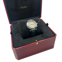 Montre CARTIER "Pasha" en acier et cuir - Castafiore