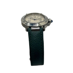 Montre CARTIER "Pasha" en acier et cuir - Castafiore